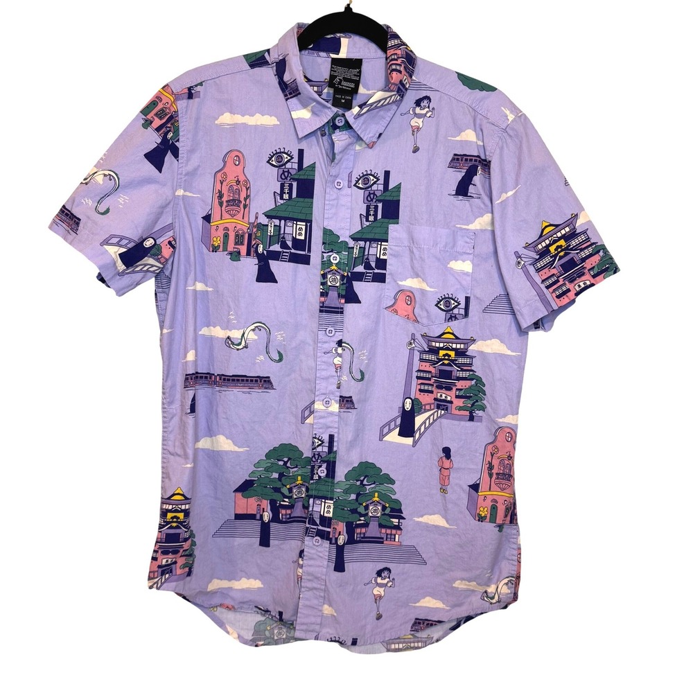 Vintage Y2K Spirited Away Button Up Shirt Size M‎ Studio Ghibli Japanese Cosplay